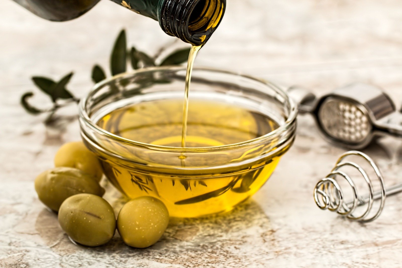 Selection of edible oils including extra virgin olive oil from South America